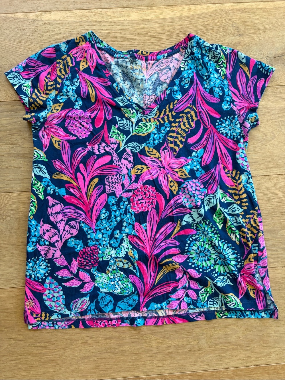 Lilly Pulitzer 100% cotton vibrant floral top beach casual summer lightweight XS
